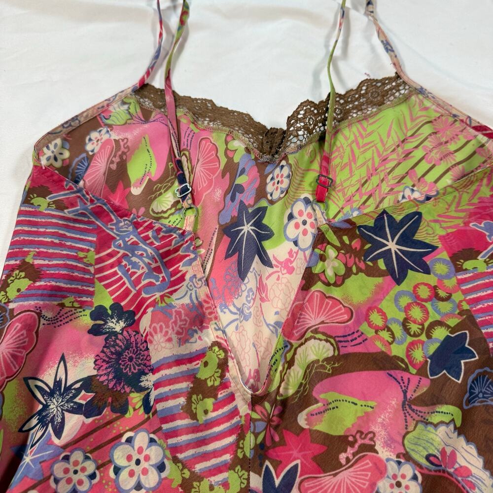 Vintage y2k Josie Natori mesh lace colorful slip dress nightgown - Picture 7 of 8
